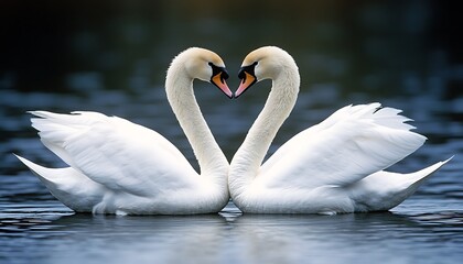 Obraz premium Swans Forming Heart Shape.