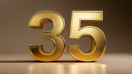 Obraz premium Luxurious golden metal number 35 designed in 3D