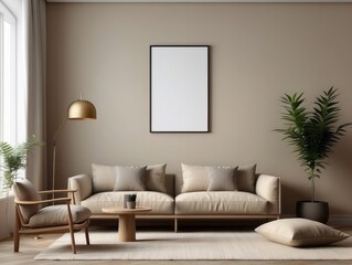 Mock up frame in cozy modern dining room interior