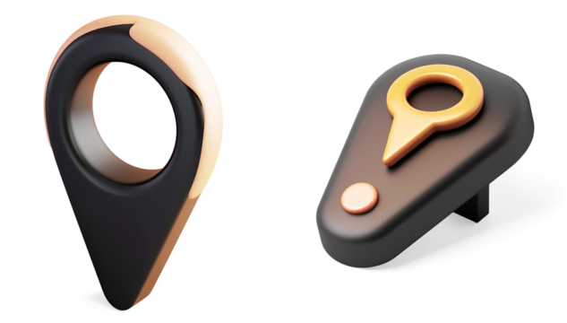 3D Location Pin Icon on Platform on a Transparent Background - Powered by Adobe