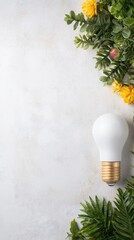 "White Light Bulb Among Yellow Flowers"