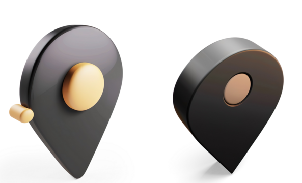 3D Location Pin Icon on Platform on a Transparent Background