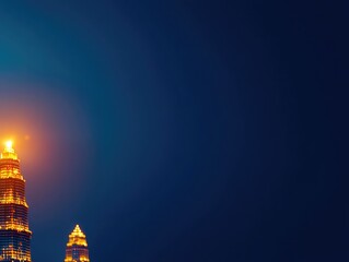 Illuminated Urban Tower at Night
