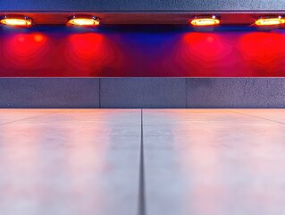 Minimalist Stage with Red and Blue Lights