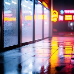 Reflective City Night: Modern Urban Scene