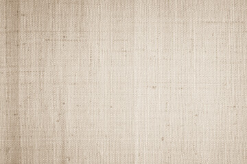Brown sackcloth woven texture background in natural pattern. Jute hessian burlap, linen background in light beige cream color blank. Weaving canvas fiber line cotton cloth textured as organic.