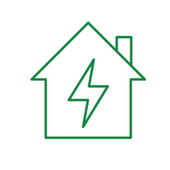 sustainable icon. green energy vector inside the house. energy source or resource office, eco-friendly energy, electricity symbol. Line design style