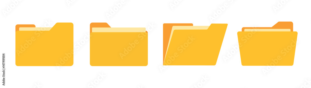 Poster the folders set for app and web. open and close the folder. folders with documents. vector illustrat