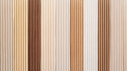 Fototapeta premium Vertical arrangement of various ribbed fabrics in neutral earth tones.