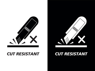 Cut Resistant Icon &ndash; Black and White Vector Information Sign for Safety