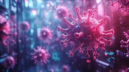 Microscopic View of Viral Particle