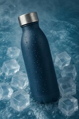 bottle of water with ice