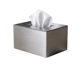 Modern tissue box for home and office use with stylish design on a transparent background, cut out