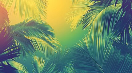 Tropical foliage sunlit backdrop