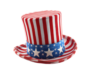 Fun patriotic hat for festive celebrations and events on a transparent background, cut out