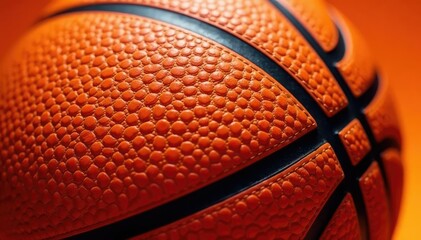 Fototapeta premium Close-up of basketball, orange leather texture, texture, game, scoring