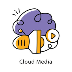 Cloud Media  Vector Filled Outline Style Icon. Eps 10 file