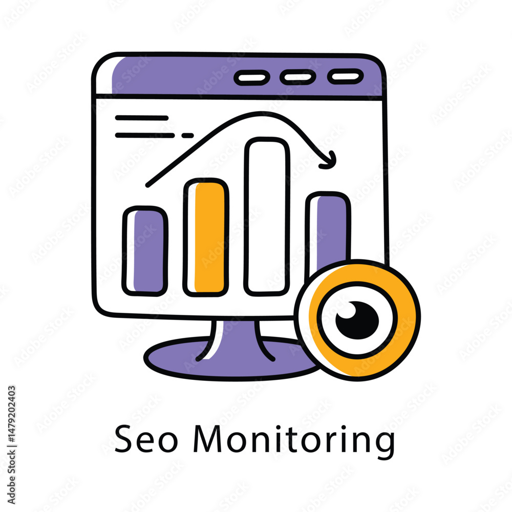 Poster seo monitoring vector filled outline style icon. eps 10 file