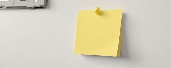 Bright yellow sticky note, close-up, isolated on white , vibrant, isolated