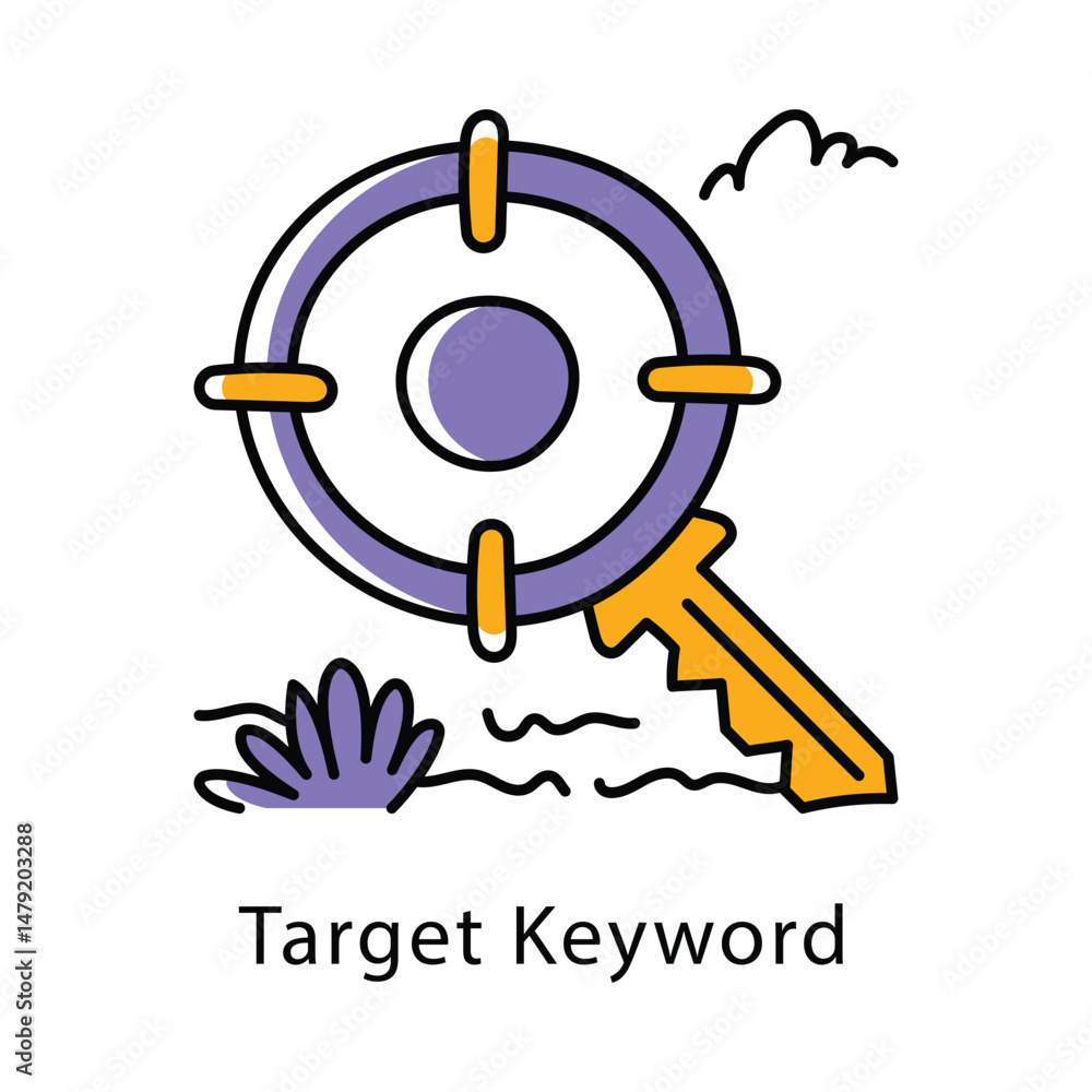 Poster target keyword vector filled outline style icon. eps 10 file