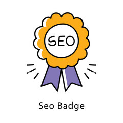 Seo Badge Vector Filled Outline Style Icon. Eps 10 file