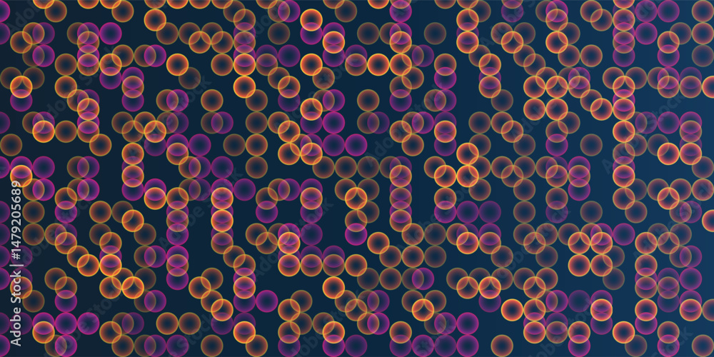 Poster abstract partially faded spotted pattern, small circular gradient shapes, spots of random sizes and 