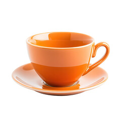 Vibrant orange coffee cup and saucer