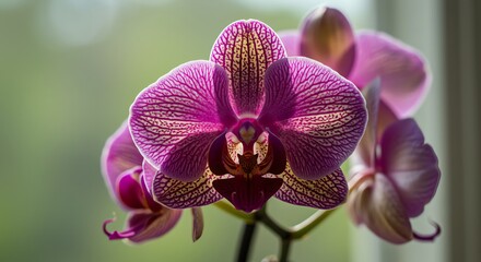 Fototapeta premium Orchid Bloom: A Vibrant Purple Masterpiece