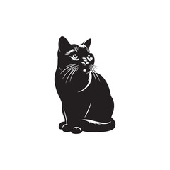 Chartreux Cat Vector Silhouette: Elegant and Muscular Feline Design Featuring the Breed’s Distinctive Smile, Dense Woolly Coat, and Rounded Features in a Clean, Minimalist Vector Style.
