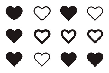 set of vector hearts