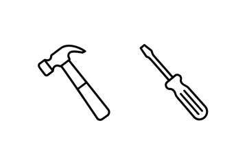 Hammer and screwdriver tools repair construction