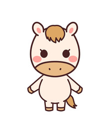 馬のかわいいキャラクター　女の子　イラスト素材