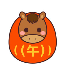 馬の干支達磨　イラスト素材