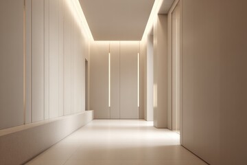 minimalistic hallway featuring neutral tones and modern decor
