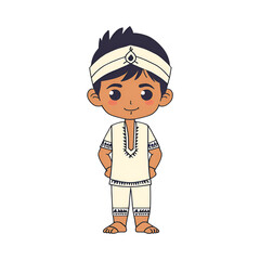 Cartoon character boy with traditional outfit