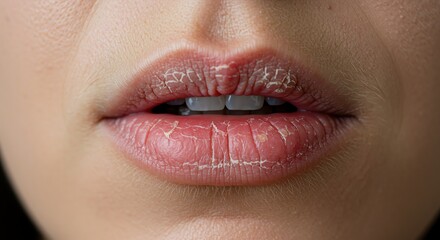 Obraz premium Close-up of Dry, Chapped Lips: A Realistic Beauty Image