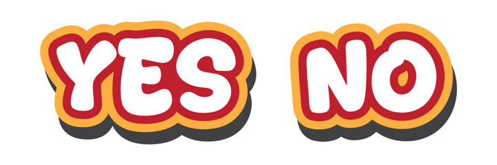 Obraz premium Bold comic style YES and NO sticker labels for decisions and reactions