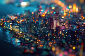 Illuminated Tokyo Metropolis showcasing captivating skyscrapers at night, Aerial Metropolis illuminated skyscrapers Tokyo Tower Business District Japan