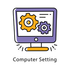 Computer Setting  Vector Filled Outline Style Icon. Eps 10 file