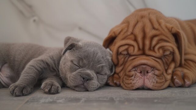 Two puppies sleeping