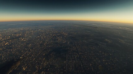 Urban landscape panorama at dawn