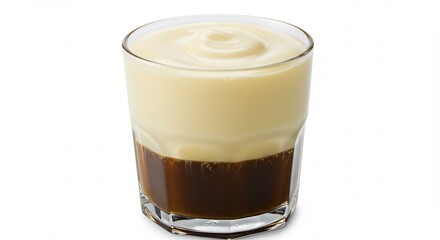 Creamy layered dessert drink shines brightly under studio lighting. AI Generated