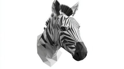 Fototapeta premium Low Poly Style Zebra Head in Black and White Geometric Design