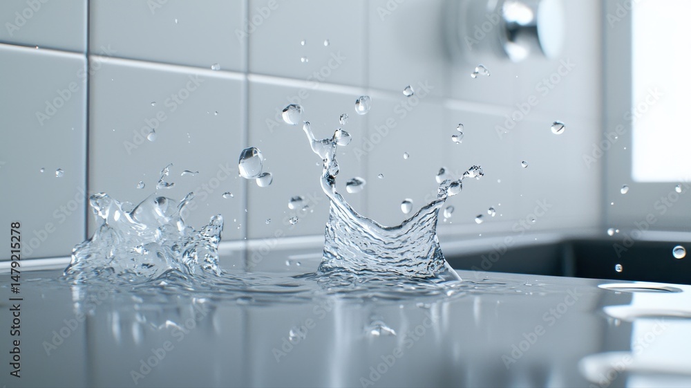 Aufkleber dynamic clear water splash with droplets and ripples on surface water splash clear dynamic surface