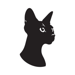 Cornish Rex Cat Vector Silhouette: Sleek and Curly-Coated Feline Design Highlighting the Breed’s Distinctive Ears, Wavy Fur, and Slender Frame in a Minimalist Vector Art Style.
