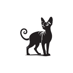 Cornish Rex Cat Vector Silhouette: Sleek and Curly-Coated Feline Design Highlighting the Breed’s Distinctive Ears, Wavy Fur, and Slender Frame in a Minimalist Vector Art Style.
