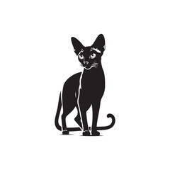 Cornish Rex Cat Vector Silhouette: Sleek and Curly-Coated Feline Design Highlighting the Breed&rsquo;s Distinctive Ears, Wavy Fur, and Slender Frame in a Minimalist Vector Art Style.
