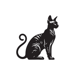 Obraz premium Cornish Rex Cat Vector Silhouette: Sleek and Curly-Coated Feline Design Highlighting the Breed’s Distinctive Ears, Wavy Fur, and Slender Frame in a Minimalist Vector Art Style. 
