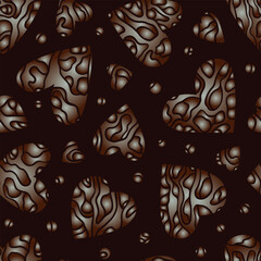 Seamless Chocolate Pattern with Creamy Gradient Hearts