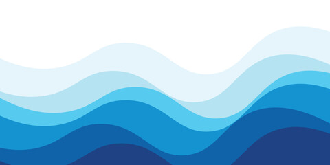 Sea waves layered vector background illustration and sea beach vector